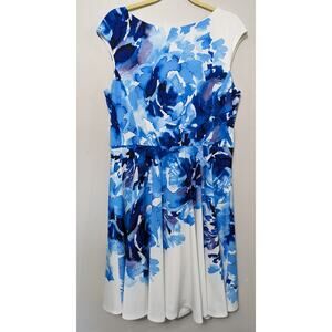 Maggy London Women's Multicolor Dress Size 16 with Bonus Navy Cardigan